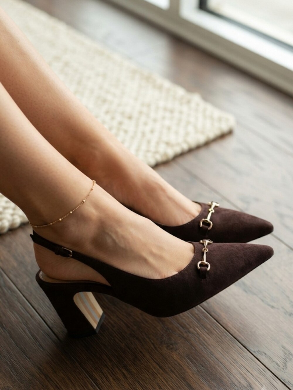 Sam Edelman Waller Pointed Toe Slingback Pump Brown Suede Size 8.5